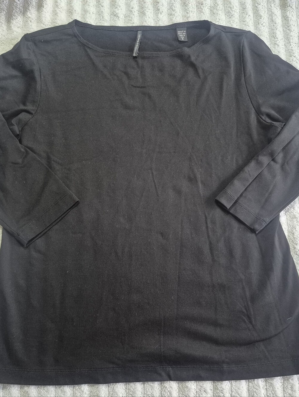 Women's Black Long Sleeve Tee with Boat Neck